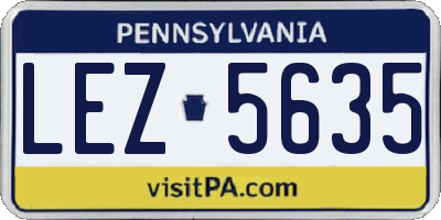 PA license plate LEZ5635