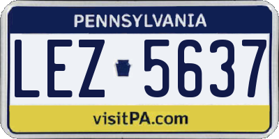 PA license plate LEZ5637