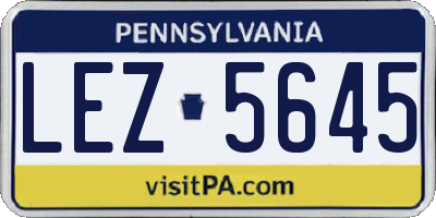 PA license plate LEZ5645