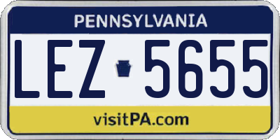 PA license plate LEZ5655