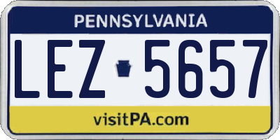 PA license plate LEZ5657