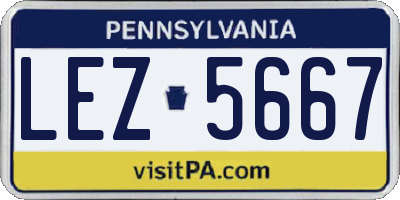 PA license plate LEZ5667