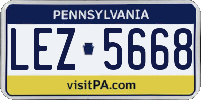 PA license plate LEZ5668