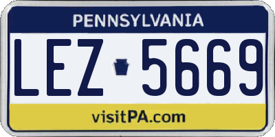 PA license plate LEZ5669