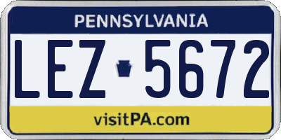 PA license plate LEZ5672