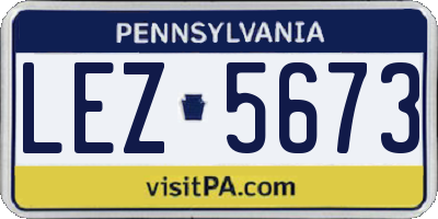 PA license plate LEZ5673