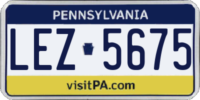 PA license plate LEZ5675