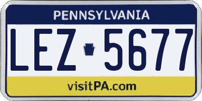 PA license plate LEZ5677
