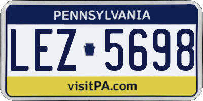 PA license plate LEZ5698