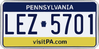 PA license plate LEZ5701