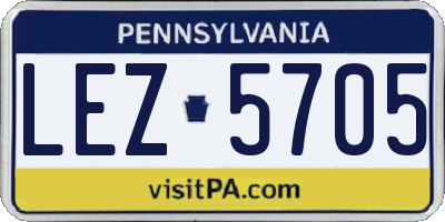 PA license plate LEZ5705