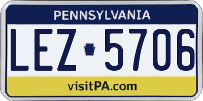 PA license plate LEZ5706