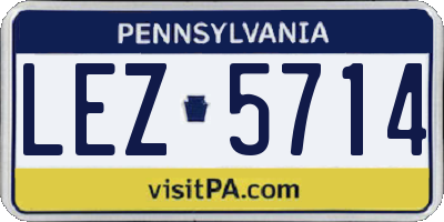 PA license plate LEZ5714