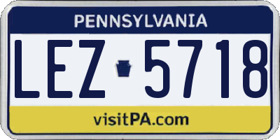 PA license plate LEZ5718