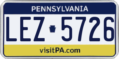 PA license plate LEZ5726
