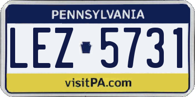 PA license plate LEZ5731