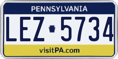 PA license plate LEZ5734