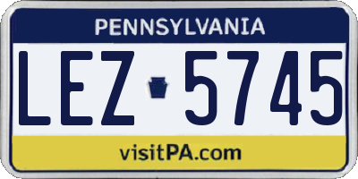 PA license plate LEZ5745