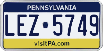 PA license plate LEZ5749