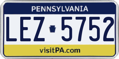 PA license plate LEZ5752
