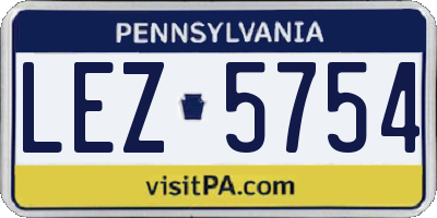PA license plate LEZ5754