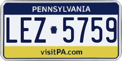 PA license plate LEZ5759