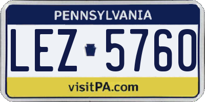 PA license plate LEZ5760