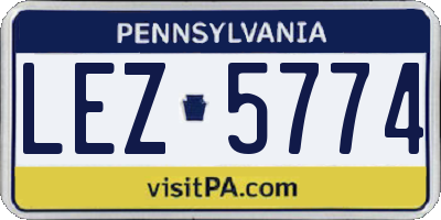 PA license plate LEZ5774