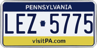 PA license plate LEZ5775