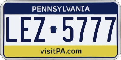PA license plate LEZ5777