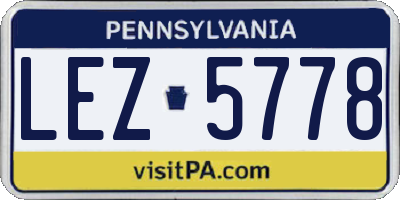 PA license plate LEZ5778