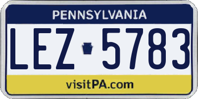 PA license plate LEZ5783