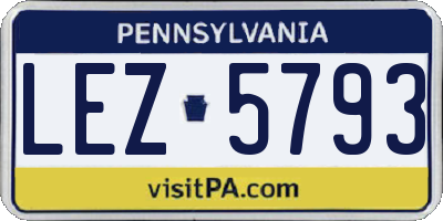 PA license plate LEZ5793