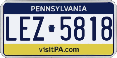 PA license plate LEZ5818