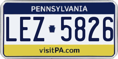 PA license plate LEZ5826