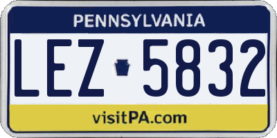 PA license plate LEZ5832