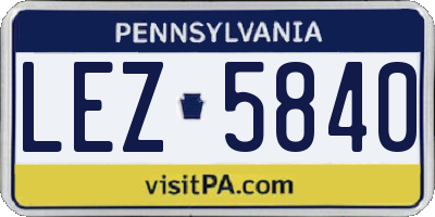 PA license plate LEZ5840