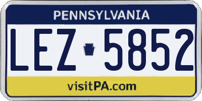 PA license plate LEZ5852