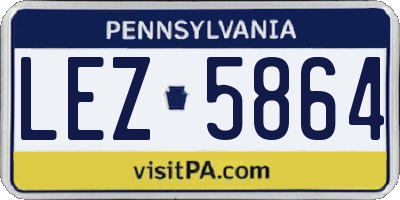 PA license plate LEZ5864