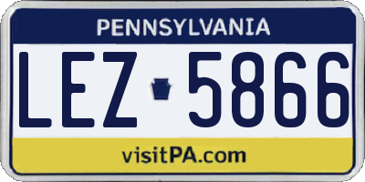 PA license plate LEZ5866