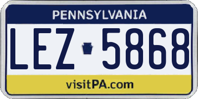 PA license plate LEZ5868