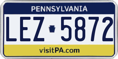 PA license plate LEZ5872