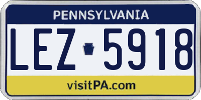 PA license plate LEZ5918