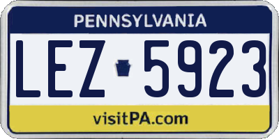 PA license plate LEZ5923