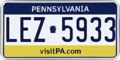 PA license plate LEZ5933