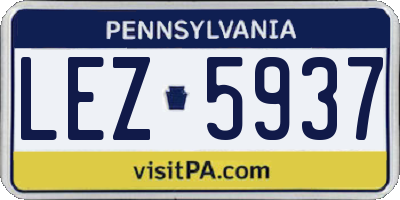 PA license plate LEZ5937
