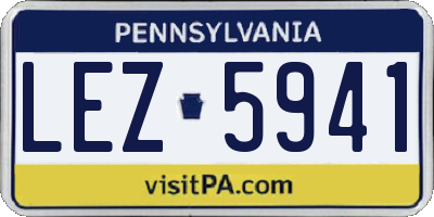 PA license plate LEZ5941