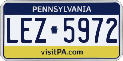 PA license plate LEZ5972