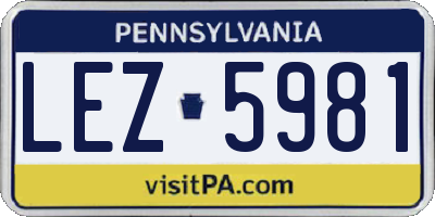 PA license plate LEZ5981