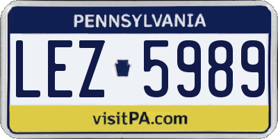 PA license plate LEZ5989